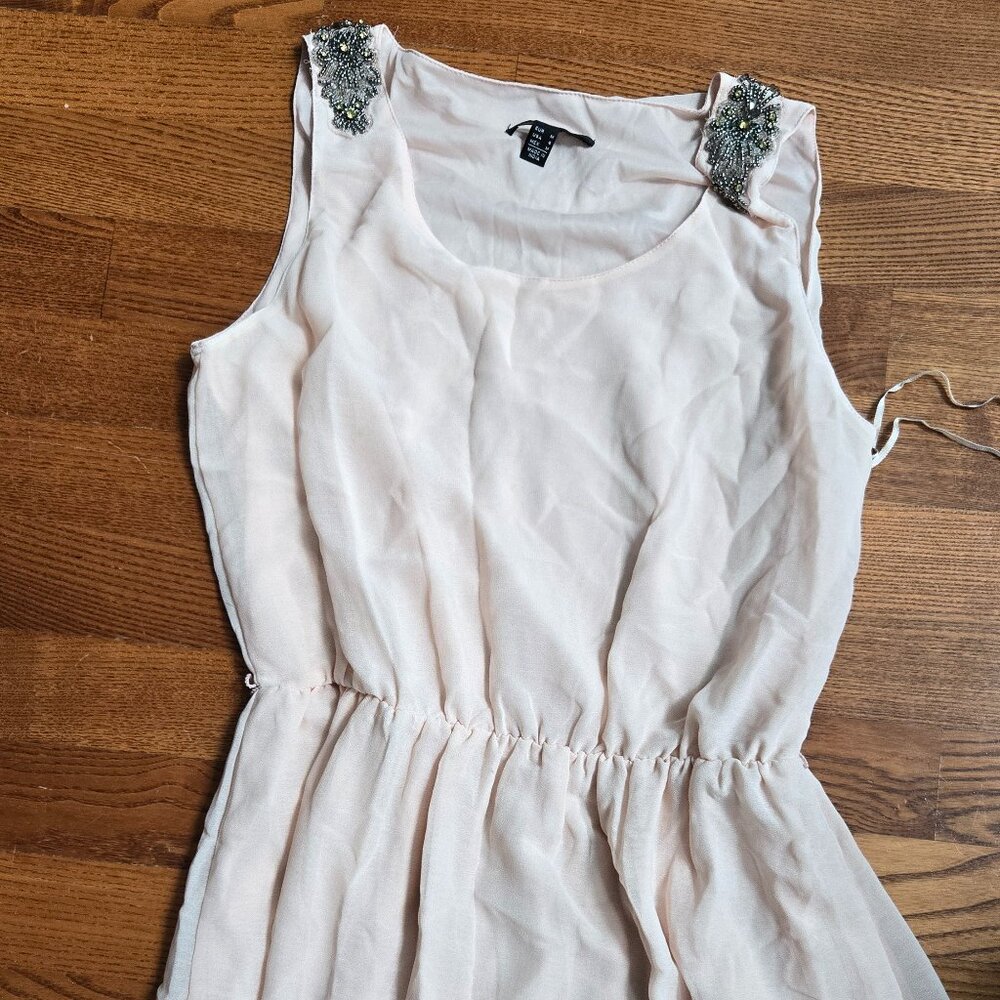 Light Pink Mango Dress with Beaded Shoulders